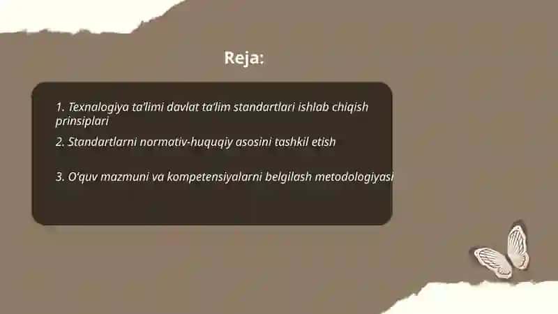 Texnalogiya taʼlimi davlat taʼlim standartlarini tashkil qilish 2