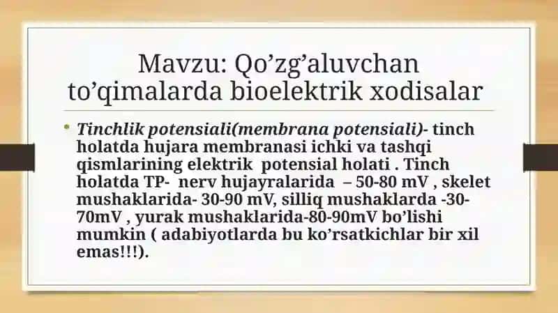 Normal Fiziologiya fanidan mustaqil ish 2