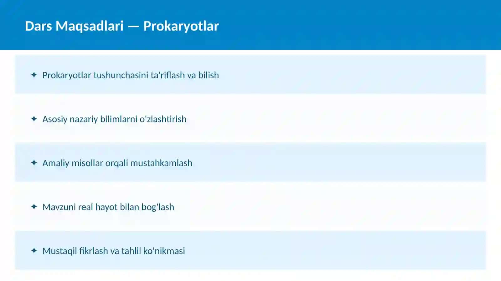 BIOLOGIYA Hujayra tuzilishi O'qituvchilar va talabalar uchun dars ishlanma 2