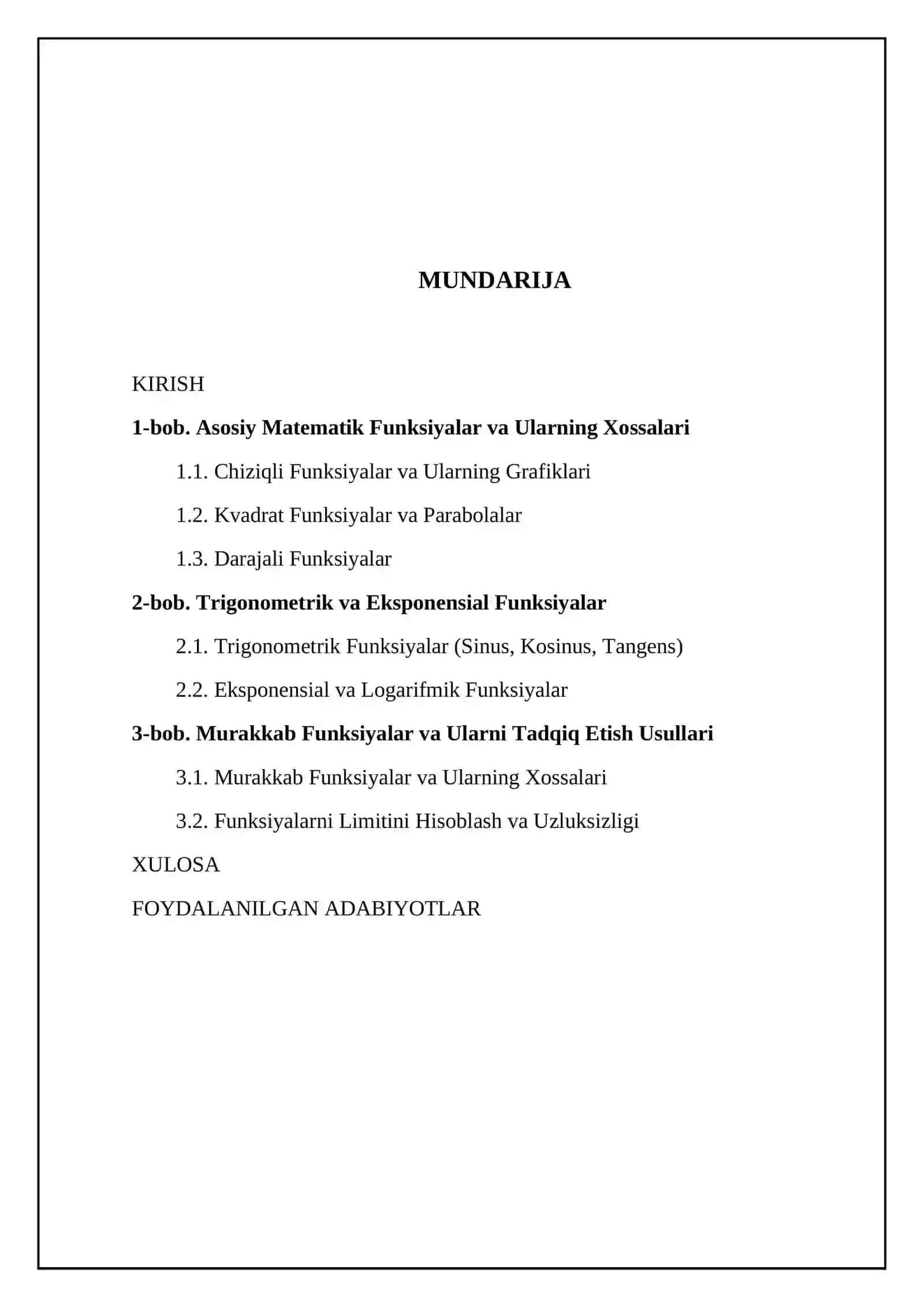 Matematik funksiyalarni belgilari 2