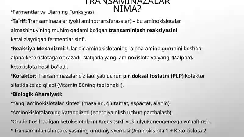 Transaminazalarning tibbiyotagi ahamiyati 2