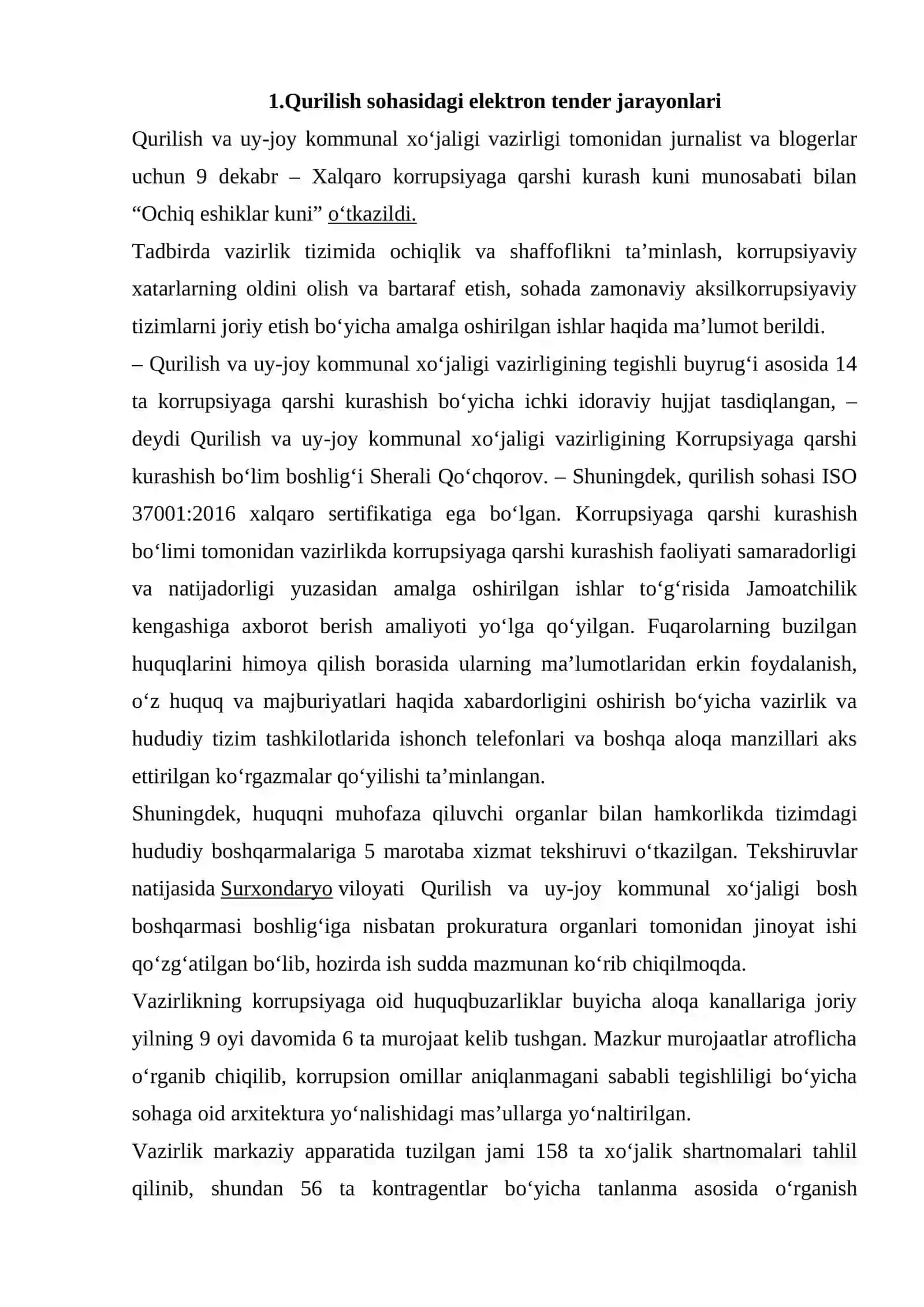 QURILISH  ISHLARINI BAJARISHDA TENDER O'TKAZISH TARTIBINI BELGILASH 2