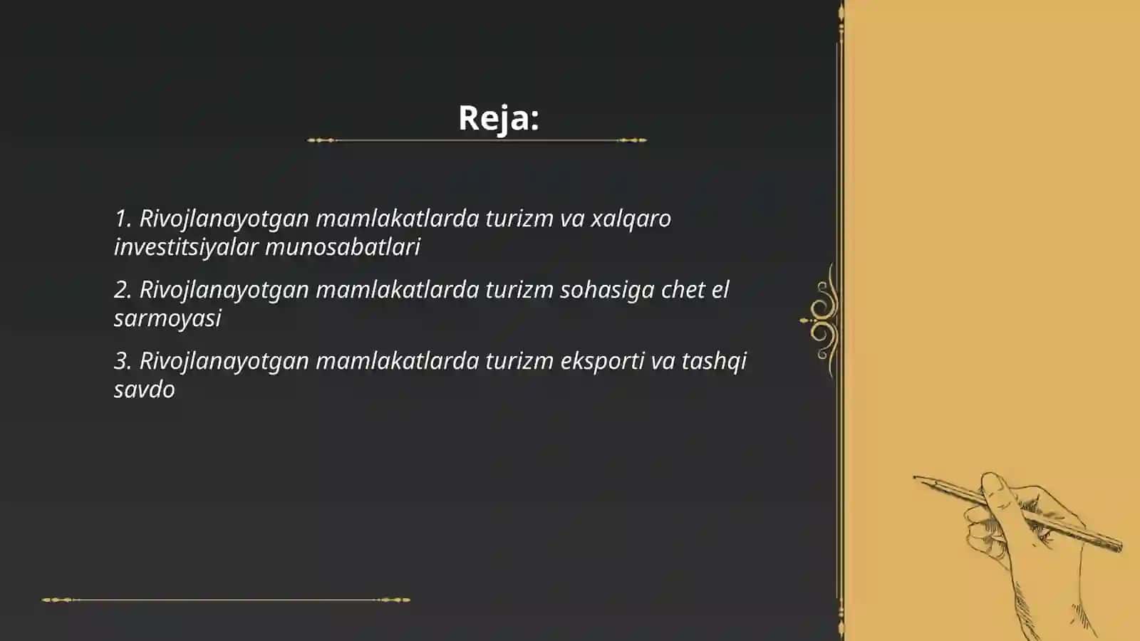 Rivojldanayotgan mamlakatlar-xalaro iqtisodiy munosabatlar turizmda 2