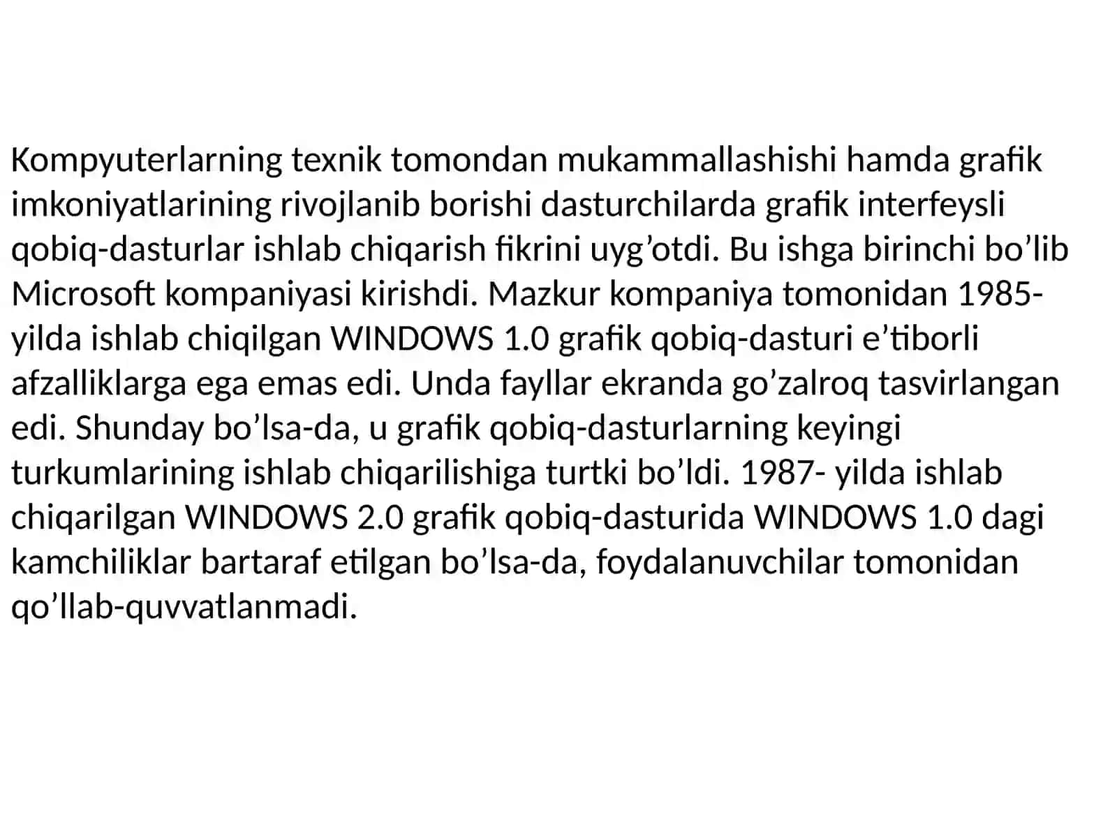 Windows operatsion tizimi tarixi va unda ishlash asoslari 105-guruh talabasi 2