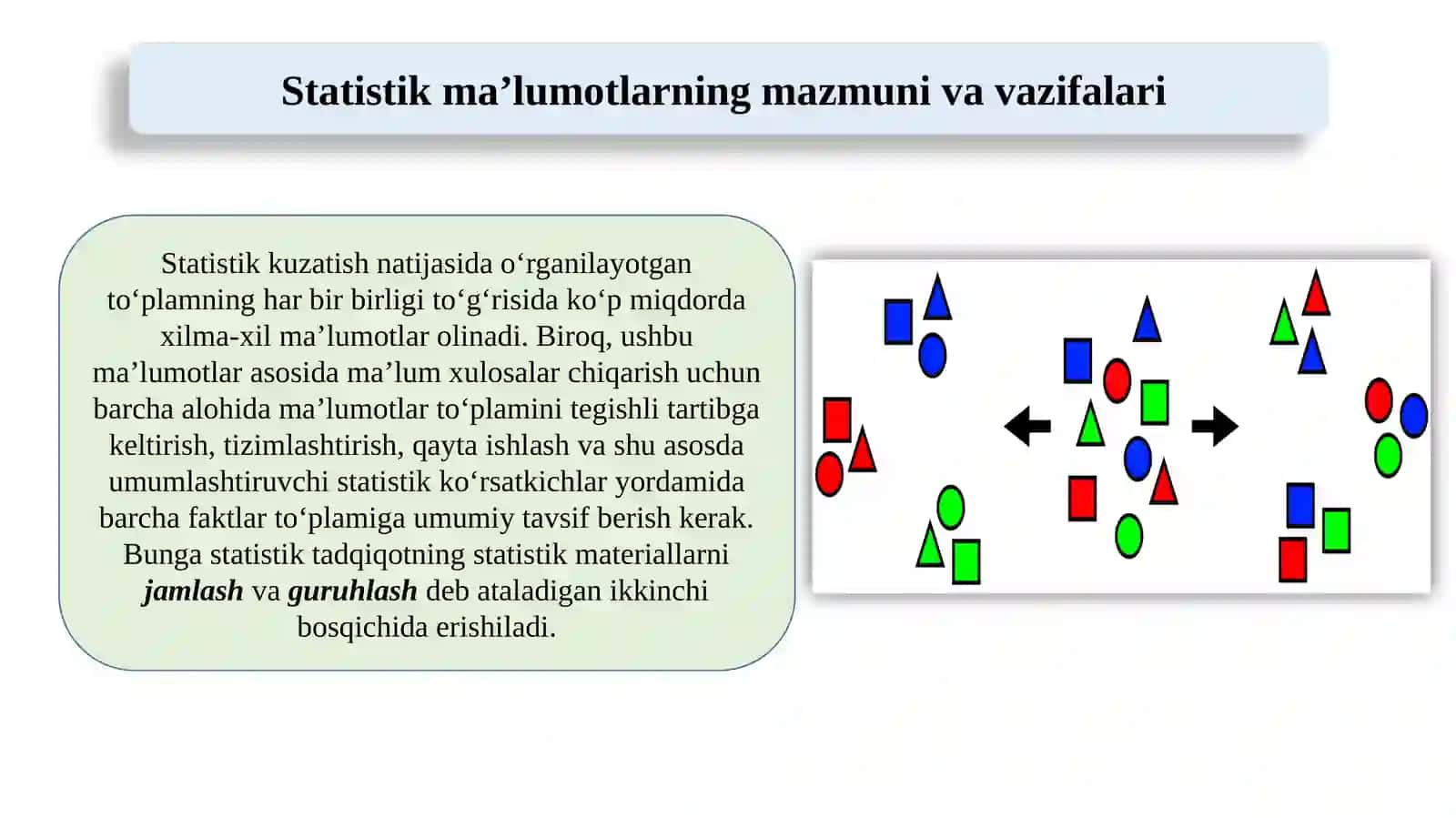 Statistik ma’lumotlarni tuzish va guruhlash 2