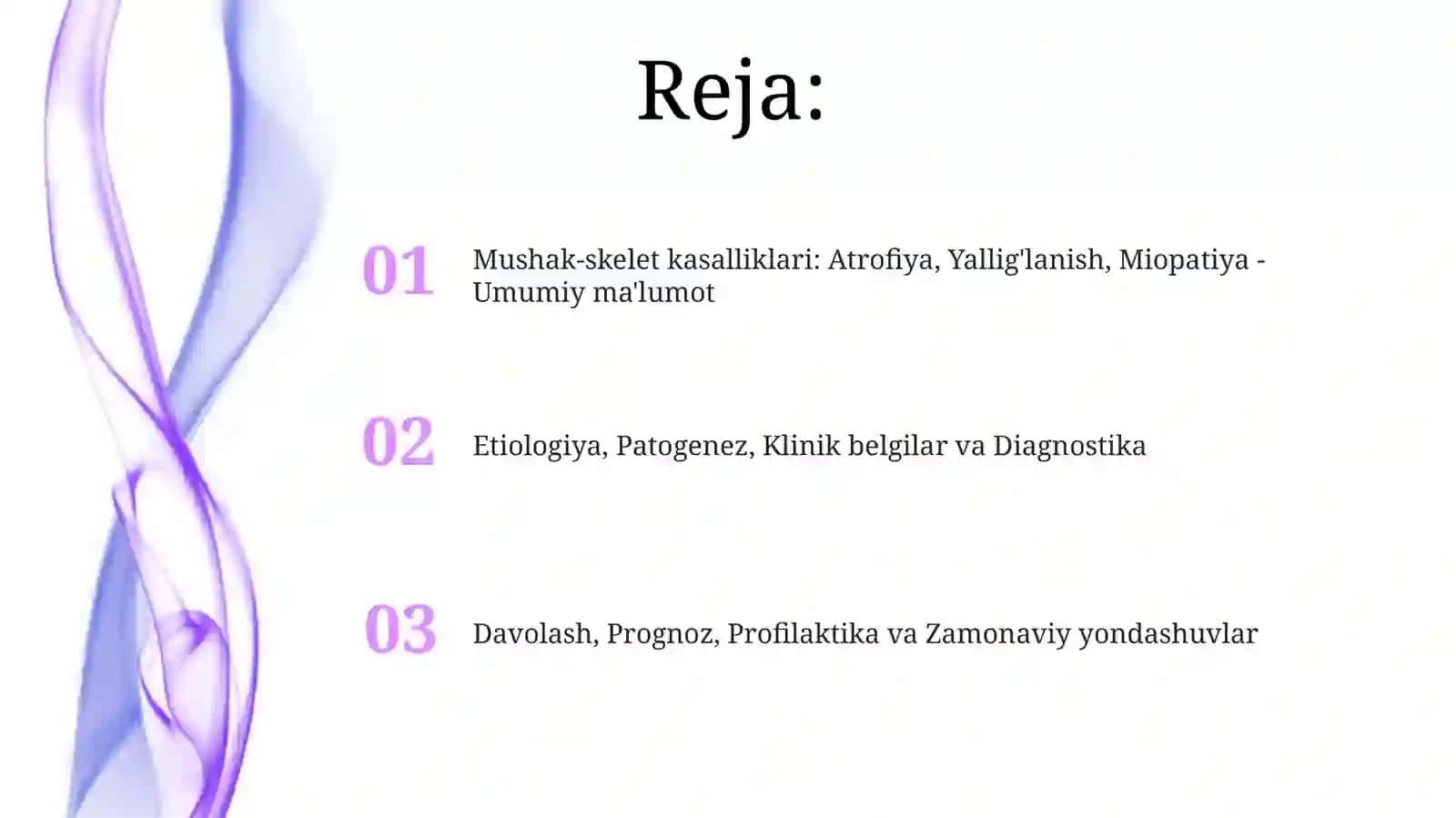 Mushak-skelet kasalliklari: Atrofiya, Yallig'lanish, Miopatiya - Umumiy ma'lumot 2