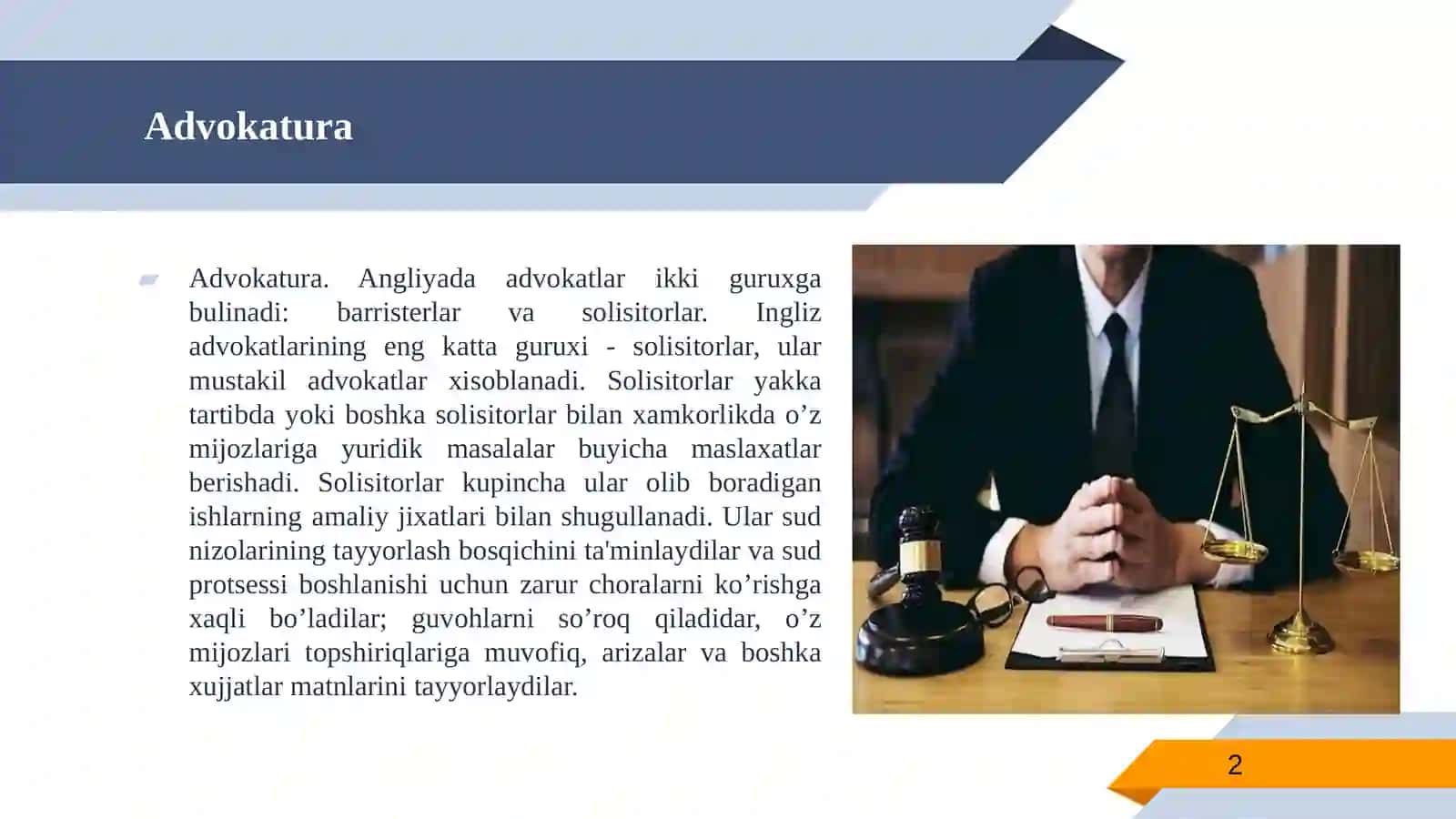 XORIJ IY MAMLAKATLARDA ADVOKATURA.AngliyavaUels 2