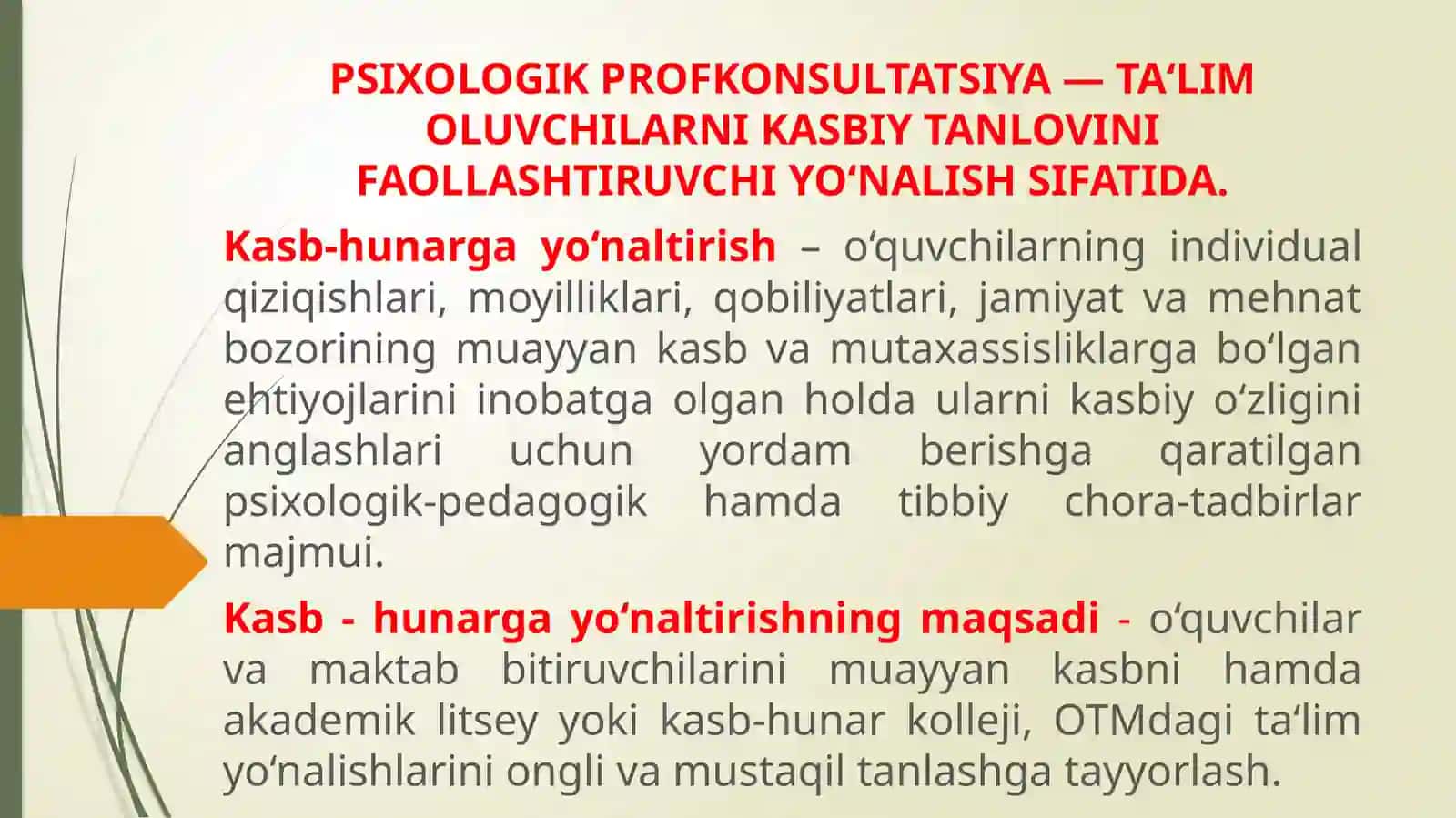 TURLI YOSH VA KATEGORIYADAGI TA’LIM OLUVCHILAR BILAN AMALIYOTCHI PSIXOLOGNING KASBGA YO’NALTIRISH FAOLIYATI 2