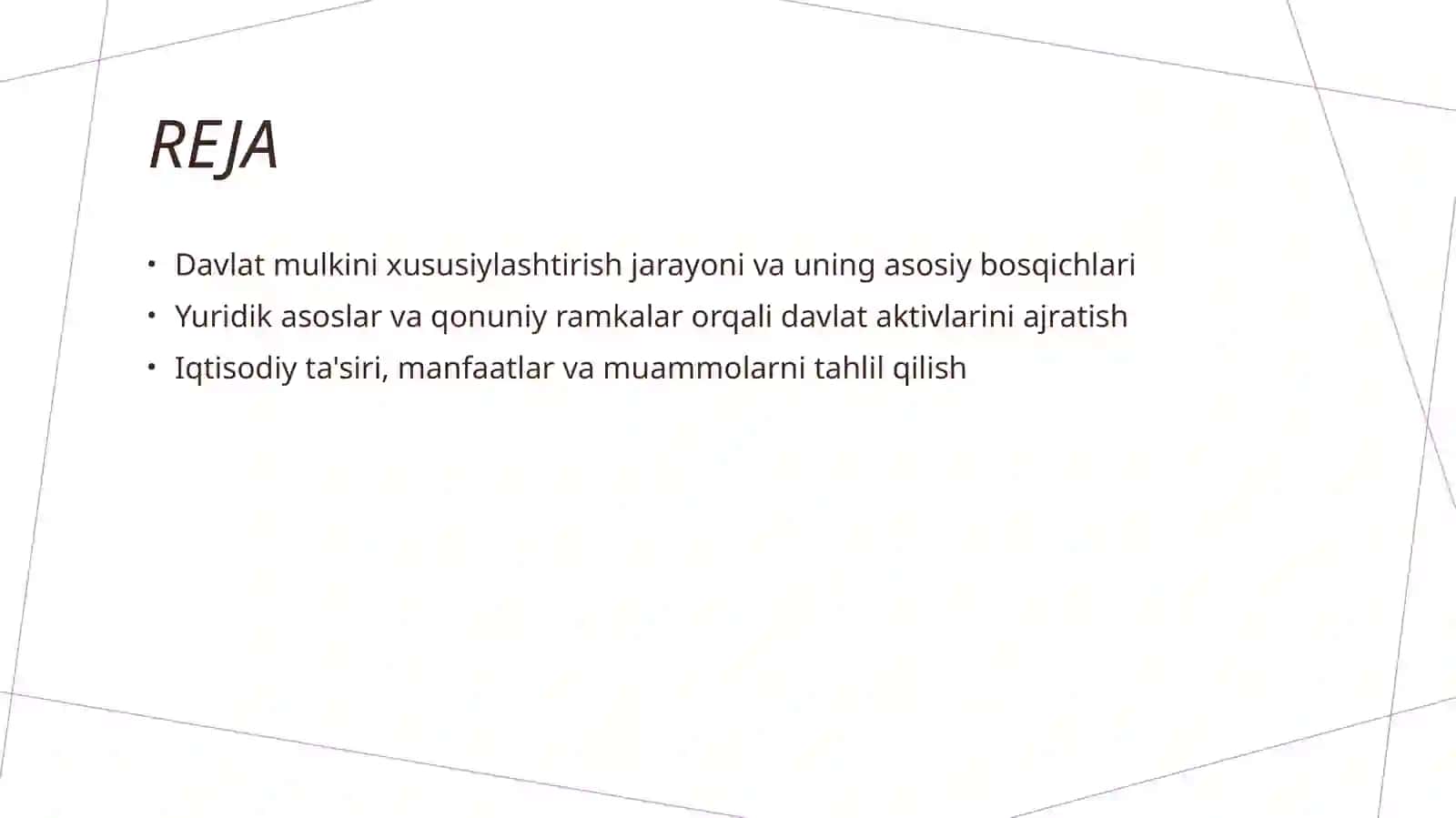 Davlat mulkini xususiylashtirish jarayoni 2