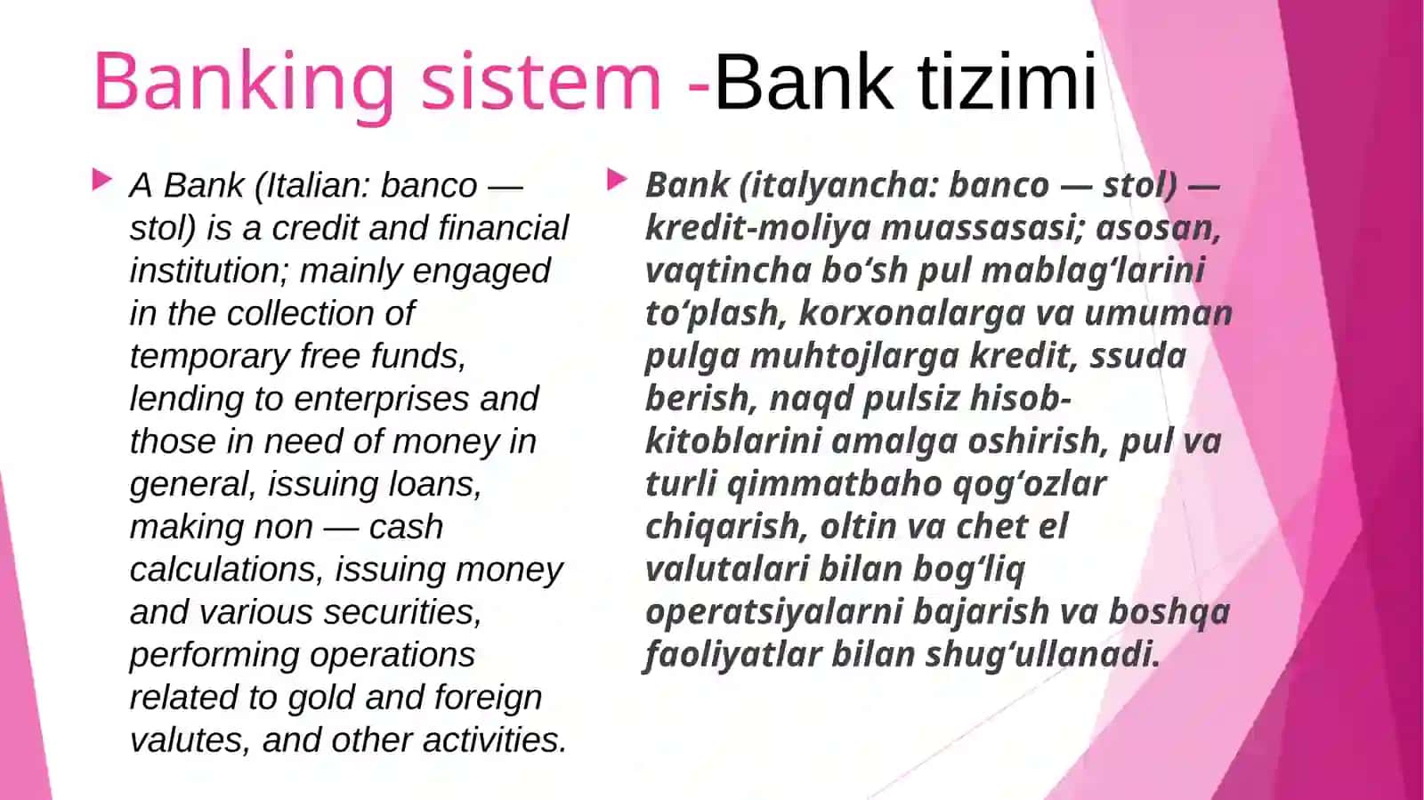 Banking sistem Bank sistemasi 2