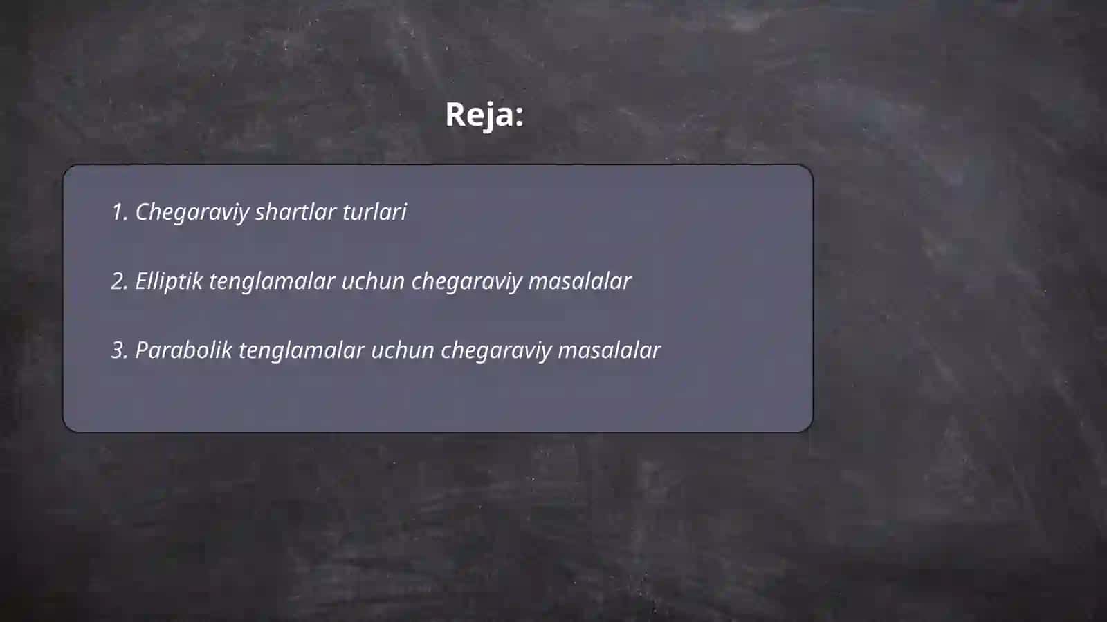Differensial tenglamalar sistemasi uchun chegaraviy masala 2