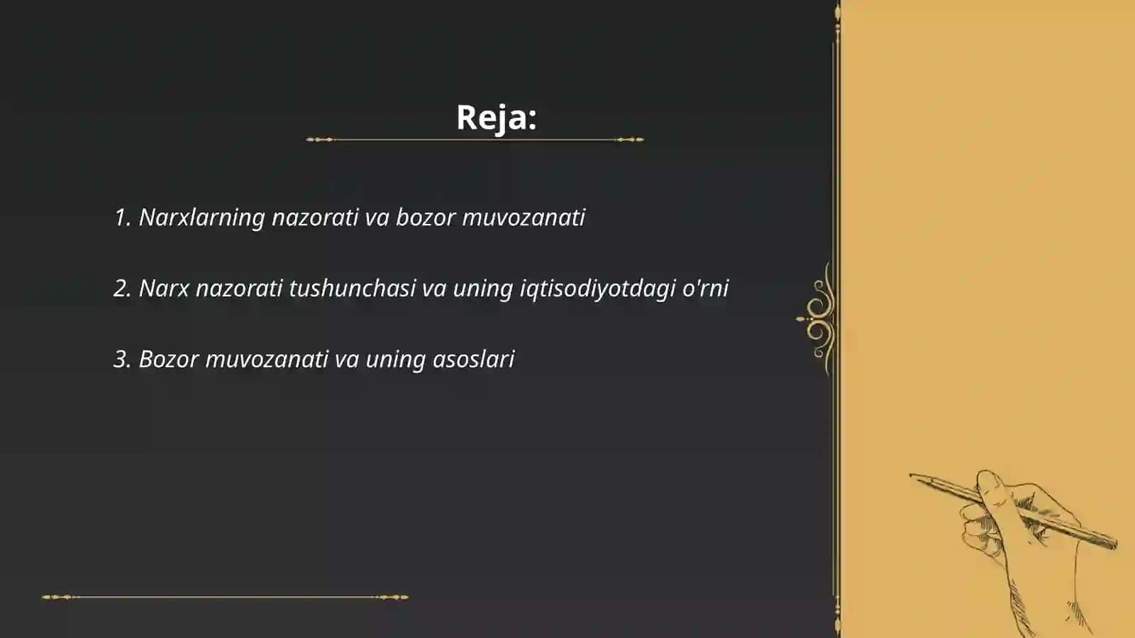 Narxlarning nazorati va bozor muvozanati 2