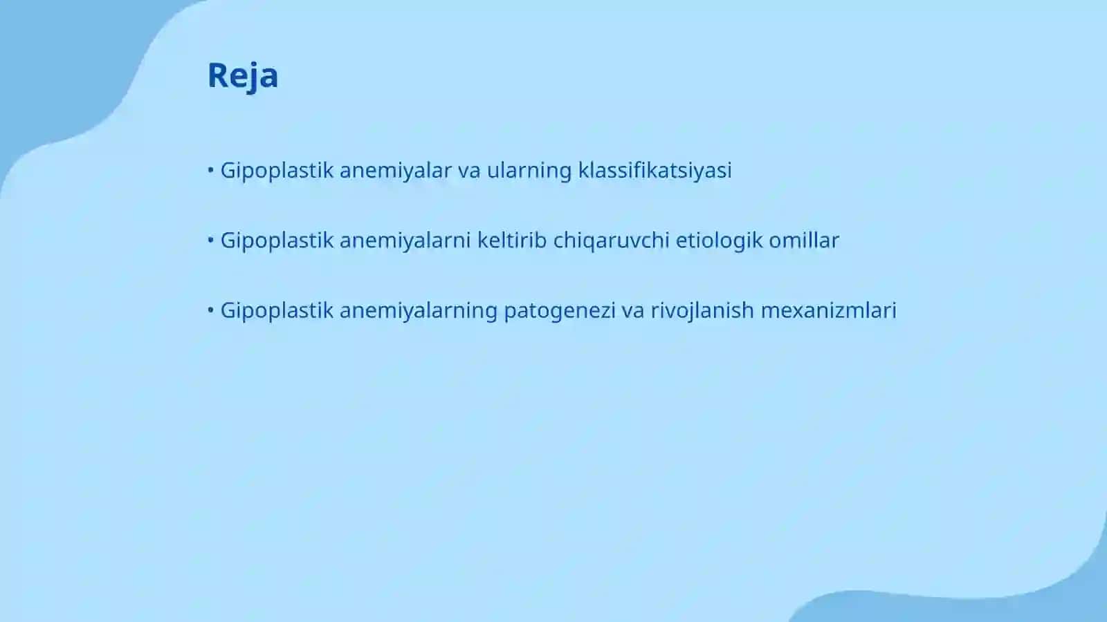 Gipoplastik anemiyalar. Etiologiya, patogenez, klinika, diagnostika va davolash prinsplari 2