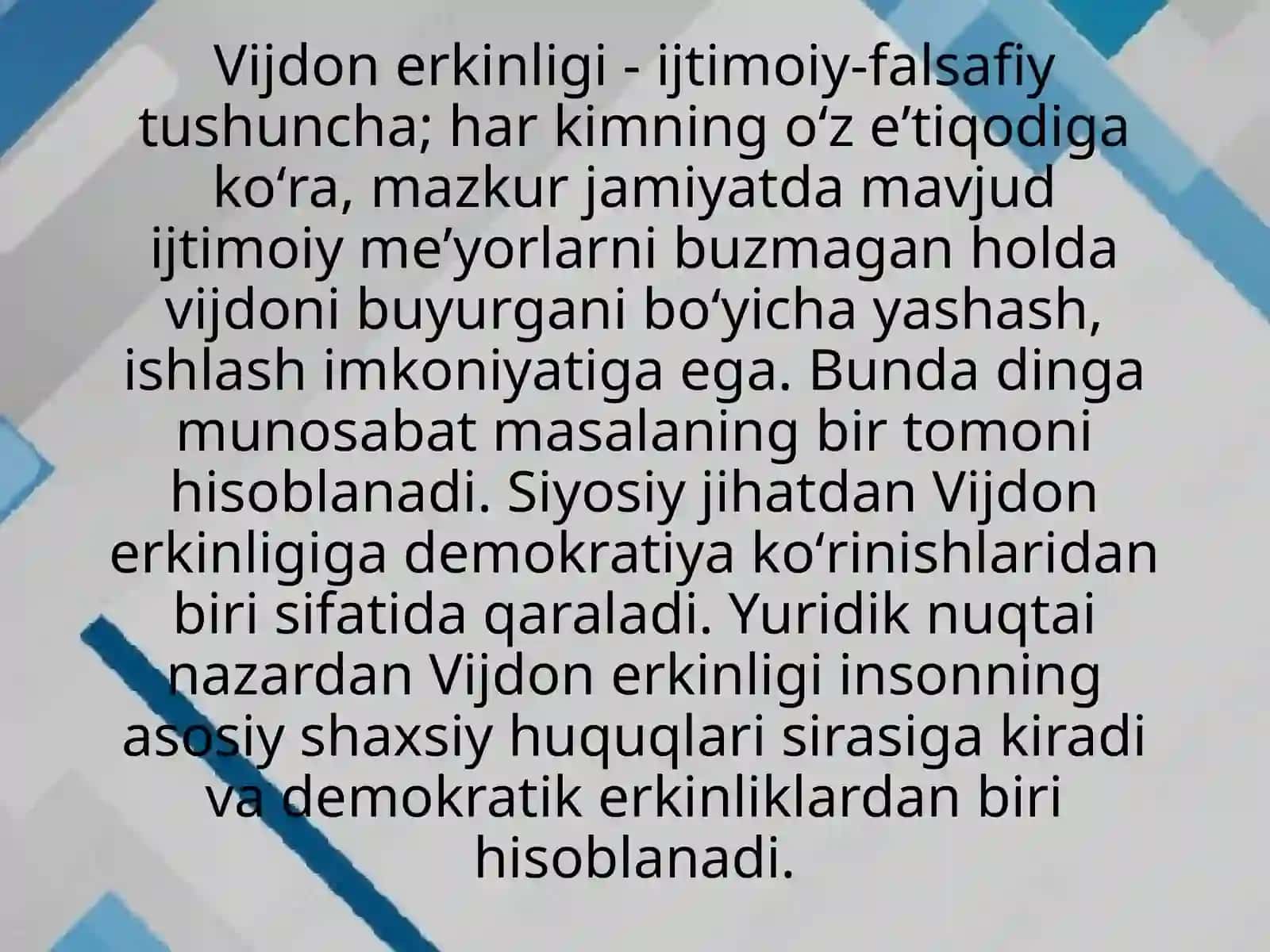 Vijdon va eʼtiqod erkinligi haqida 2