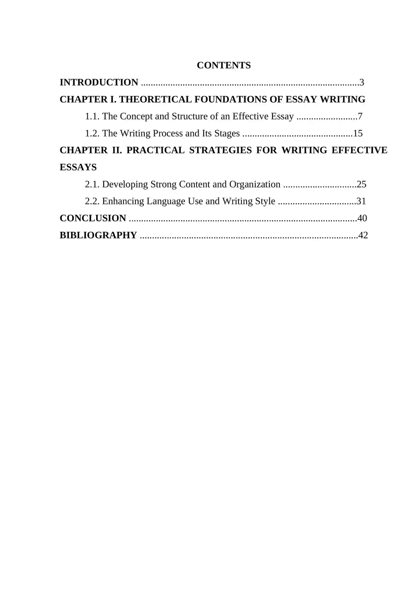 COURSE PAPER THEME: STRATEGIES OF WRITING EFFECTIVE ESSAYS 2