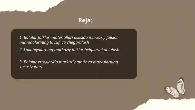 Bolalar folklori materiallari asosida markuz folklor namunalarining oʻziga xos belgilarini aniqlash 2