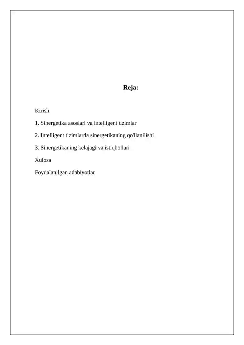 Sinergetika nazariyasi va uning intellekt tizimlariga tatbiqi 2