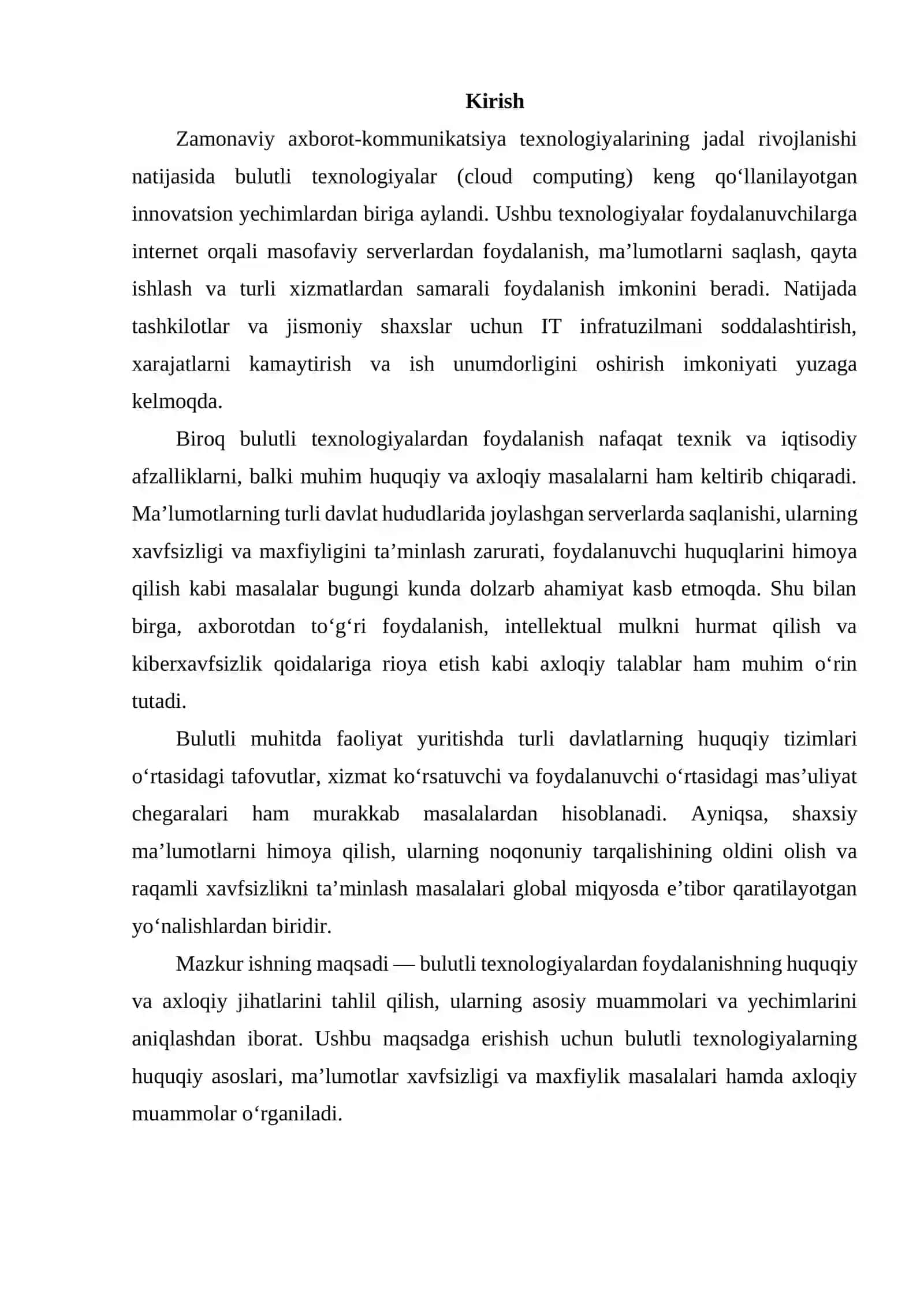 BULUTLI TEXNOLOGIYALARDAN FOYDALANISHNING HUQUQIY VA AXLOQIY JIHATLARI 2