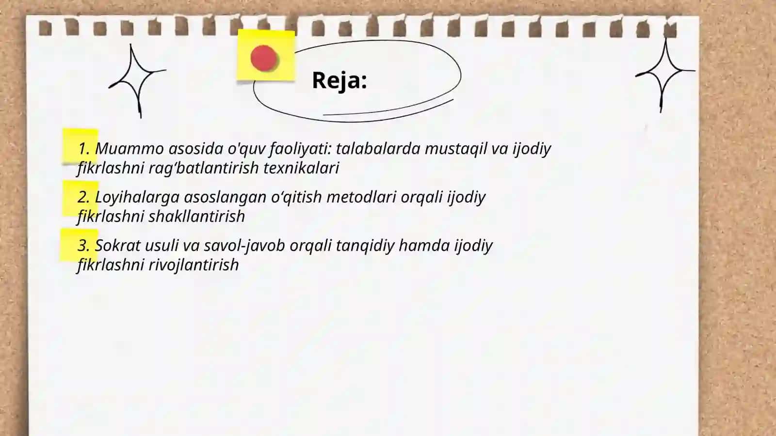 Talabalarning mustaqil, ijodiy fikrlashini shakllantirish va rivojlantirish texnikasi 2