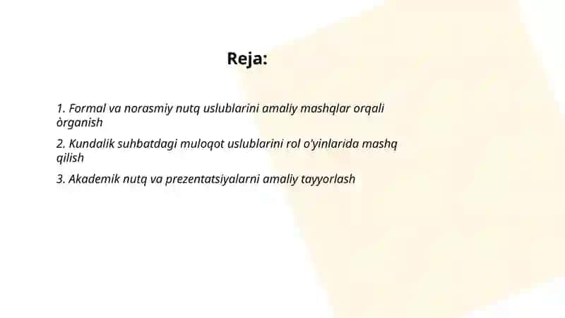 Òzbek tili nutq uslublarini amaliy mashqda òrganish 2