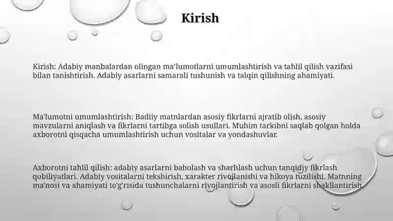 Adabiyotlardan Olingan MaʼLumotlarni Umumlashtirish Va Tahlil Etish 2