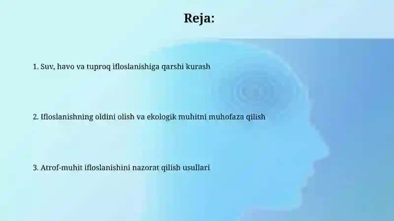 Atrof muhit ifloslanishini nazorat qilish usullari (suv, havo, tuproq) 2