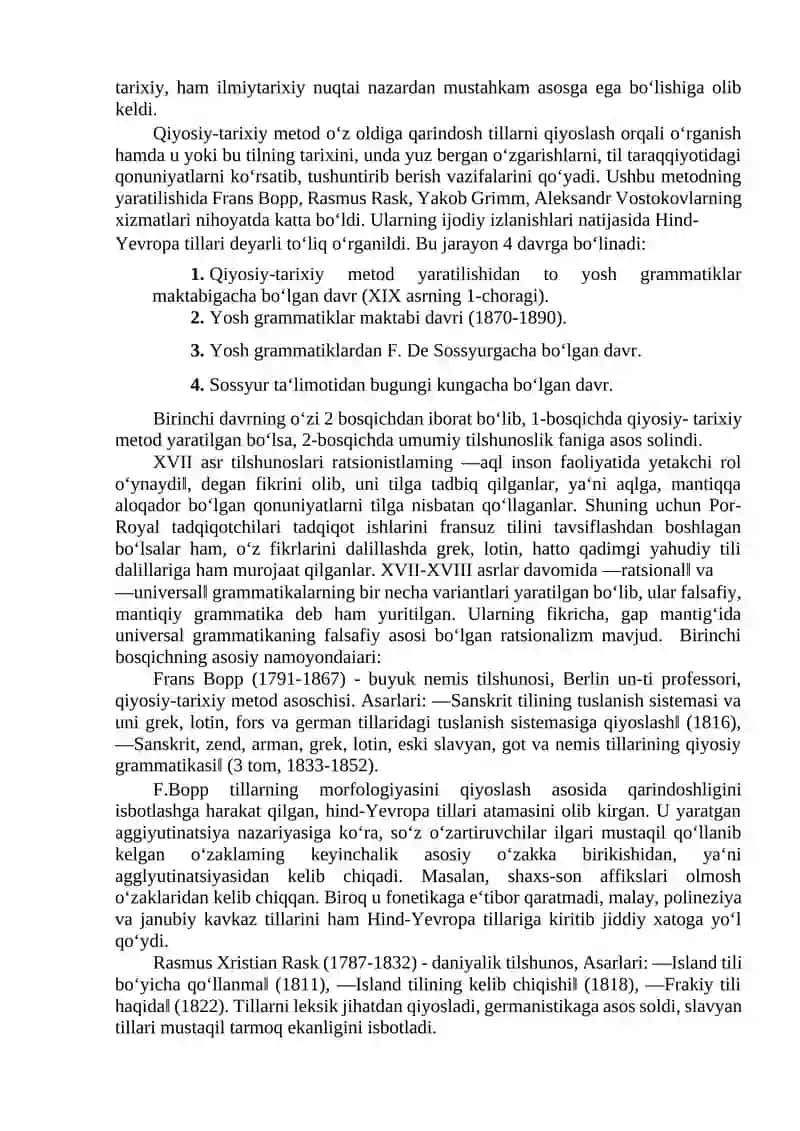 XIX asrda qiyosiy-tarixiy tilshunoslikning vujudga kelishi.V.Gumboldt ta’limoti. 2
