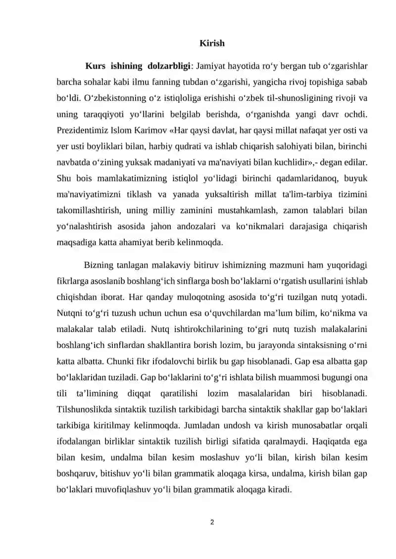 4- sinf ona tili darslarida gapning bosh bo`laklarini o’rganish tizimi 2
