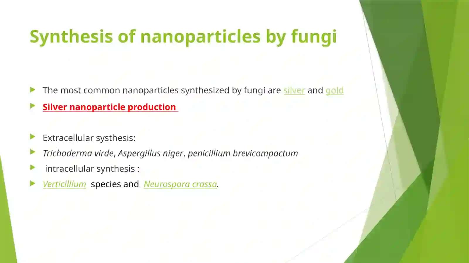 Synthesis of nanoparticles by fungi 2