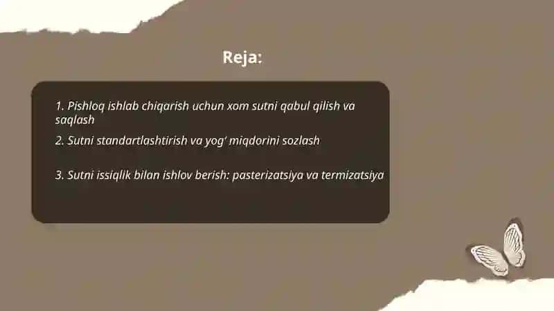 Pishloq tayyorlash texnalogiyasi va mazkur jarayondagi jihozlar bilan tanishish 2