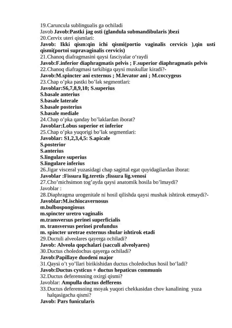 Anatomiya fanidan test 2