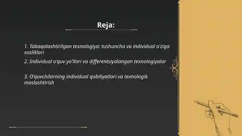 Tabaqalashtirilgan texnologiya: tushuncha va individual o'ziga xosliklari 2