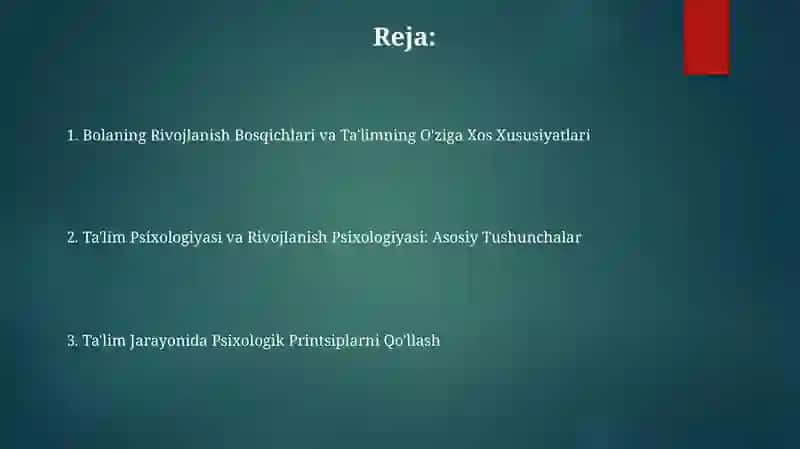 Tàlim psixologiyasi va tarbiya psixologiyasi 2
