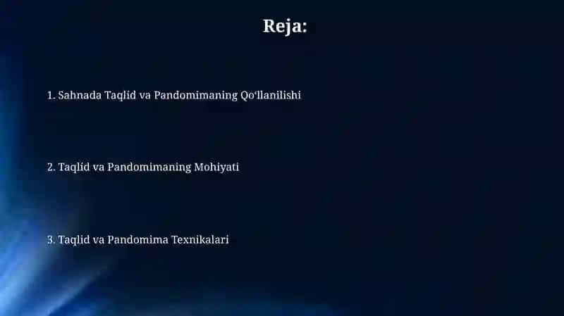 Sahnada Taqlid va Pandomimaning Qo‘llanilishi 2