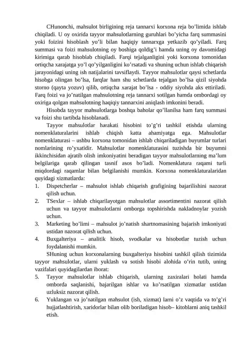 Mahsulot, Tovar (Ish, Xizmat)lar va Ularni Sotish Hisobi 2