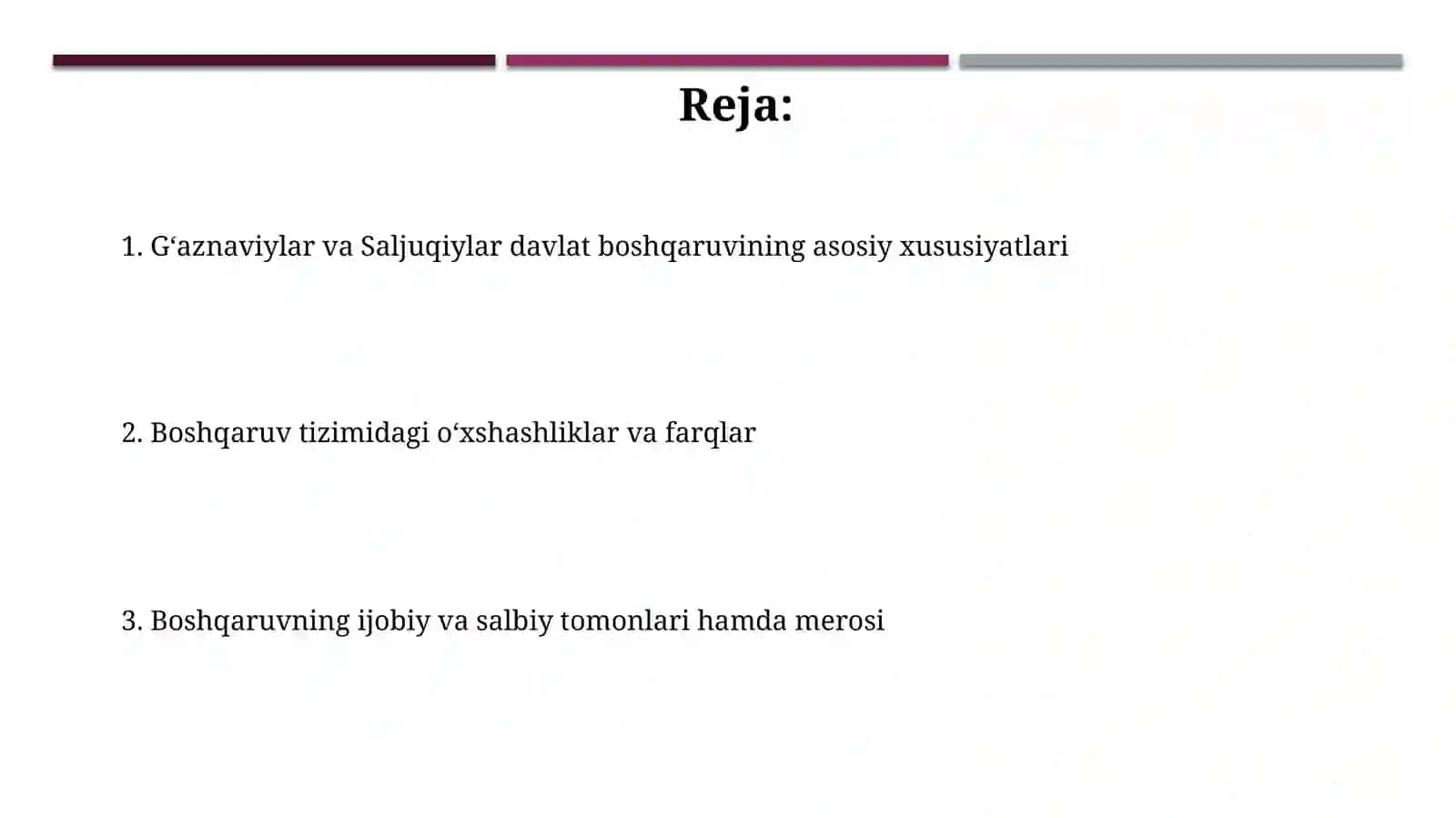 Gʻaznaviylar va saljuqiylarni boshqaruv tartiblari 2
