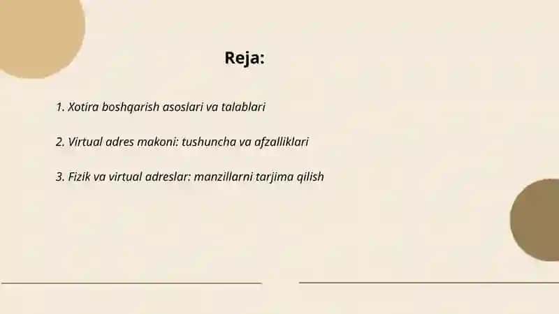 Xotira boshqarish asoslari 2