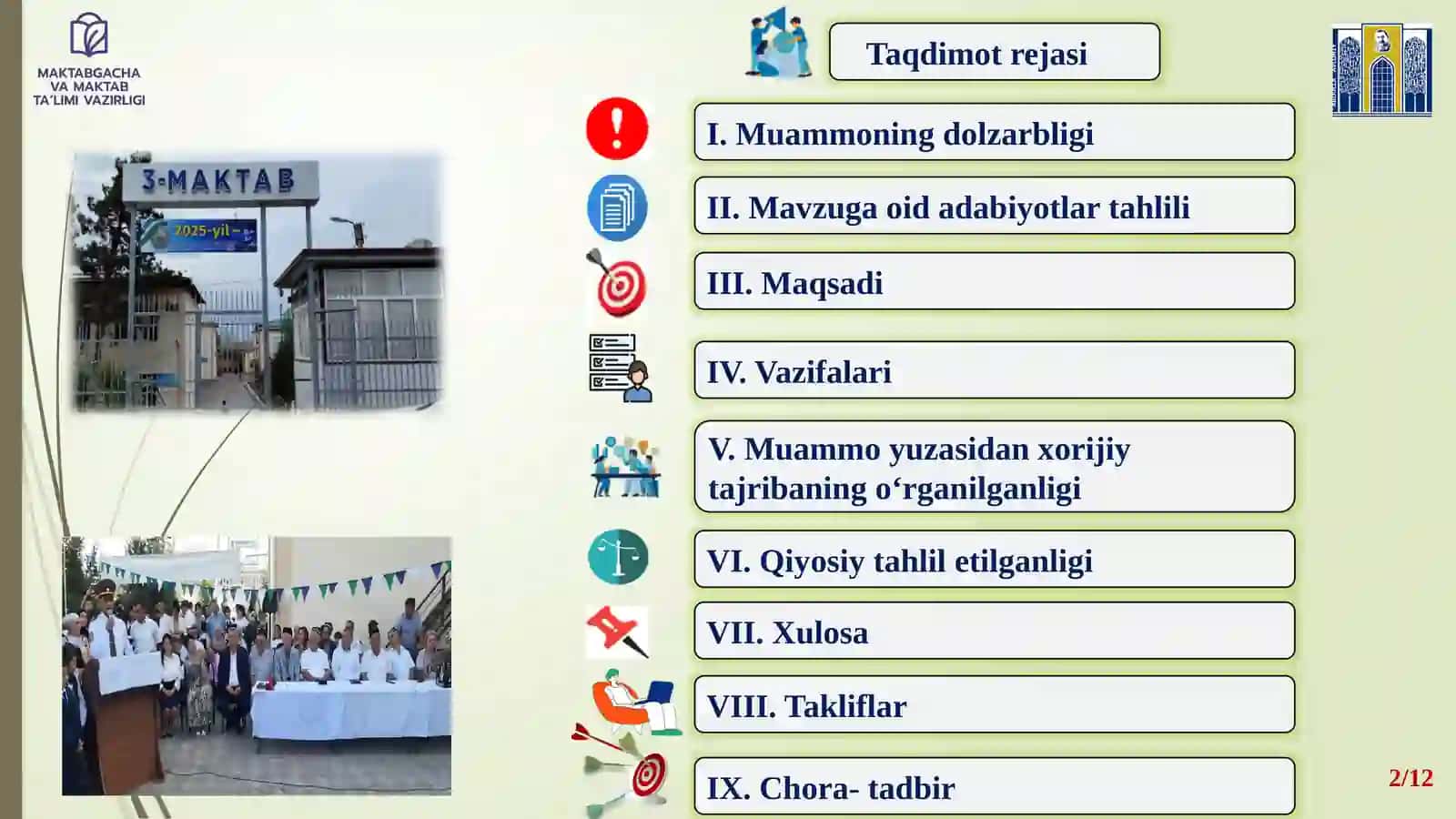 “O‘QUVCHILARNI JAMOAT ISHLARIGA JALB QILISH ORQALI O'QISHGA QIZIQISHLARINI OSHIRISH” mavzusidagi amaliy topshirig‘i 2