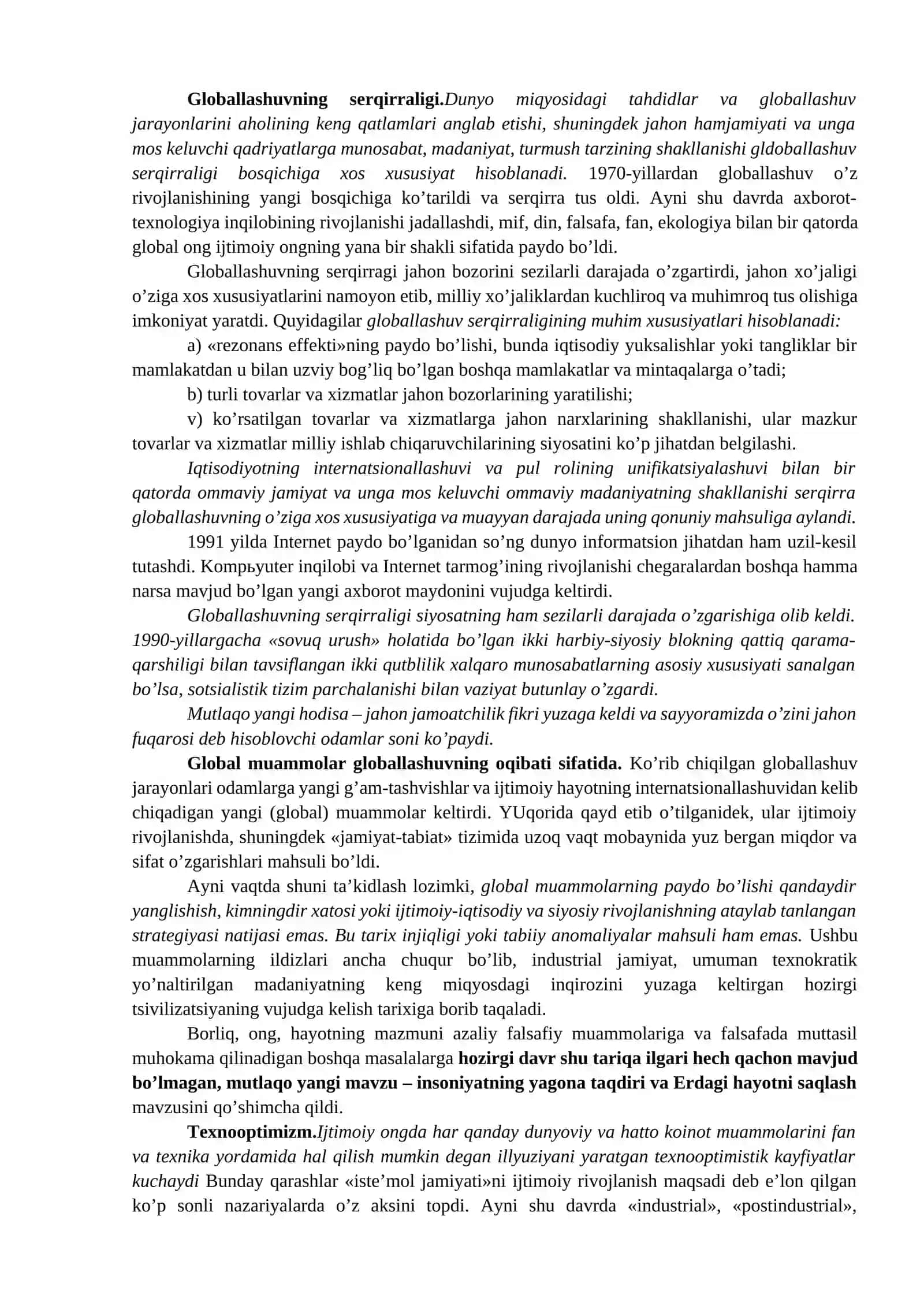 Mavzu 9. Globallashuv va global muammolarning falsafiy jihatlari 2