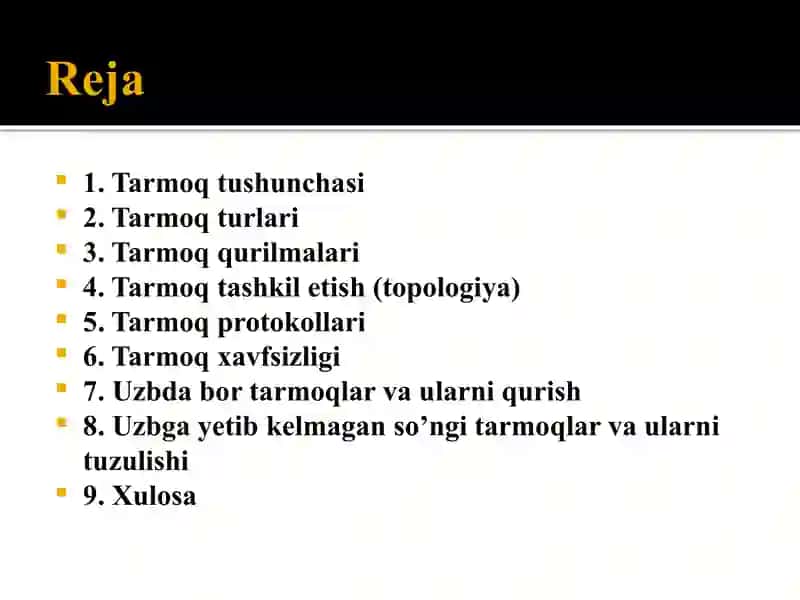 Tarmoq tashkil etish va boshqarishning so'nggi yangiliklari va rivojlanishlari. 2
