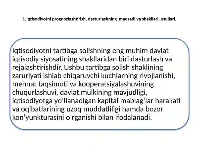 Ijtimoiy-iqtisodiy rivojlanishni dasturlash,prognozlashtirish va rejalashtirish 2