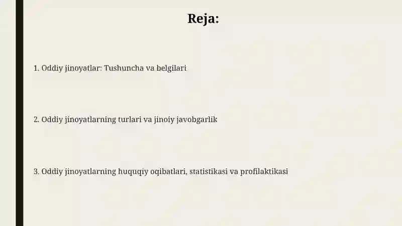 Oddiy jinoyatlar tushunchasi, turlari 2