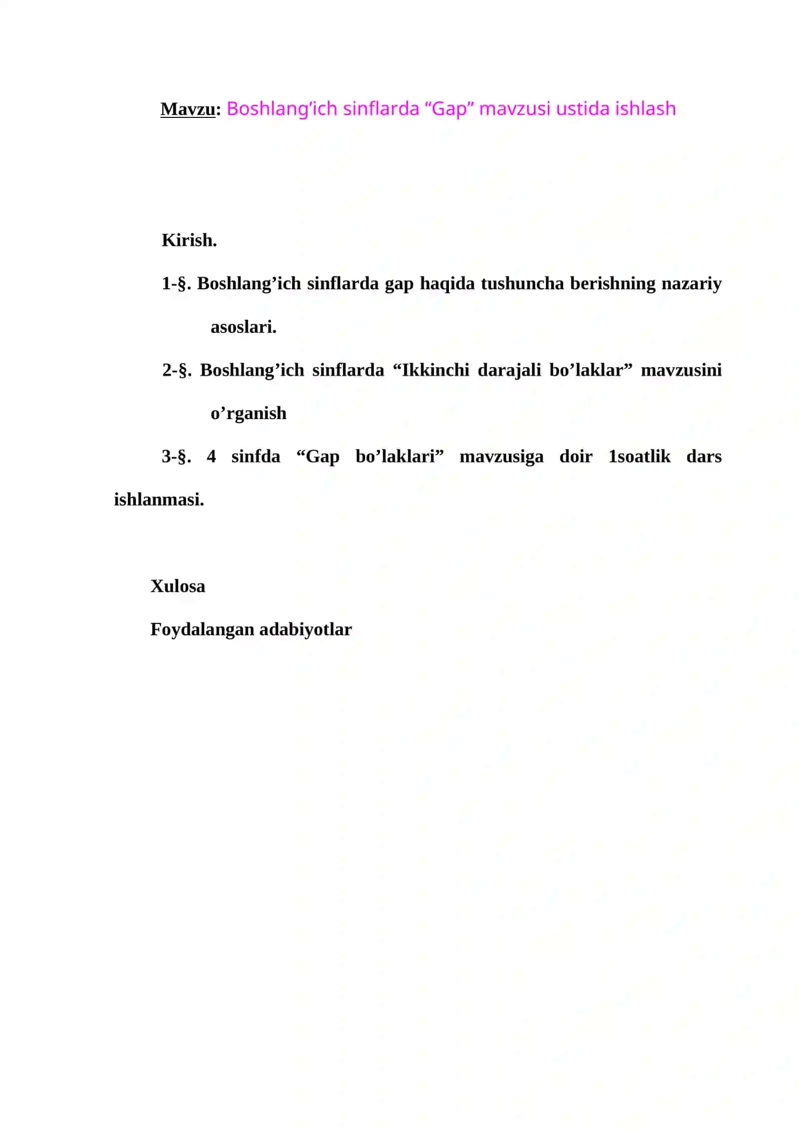 Boshlang’ich sinflarda “Gap” mavzusi ustida ishlash 2