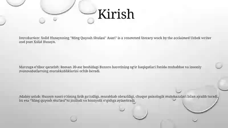 "Ming Quyosh Shulasi" Asari 2