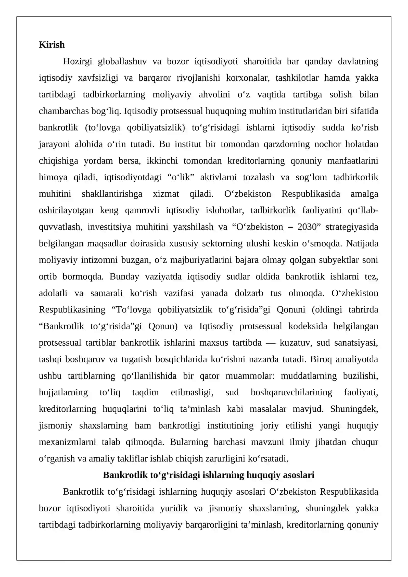 Bankrotlik to‘g‘risidagi ishlarni iqtisodiy sudda ko‘rish 2