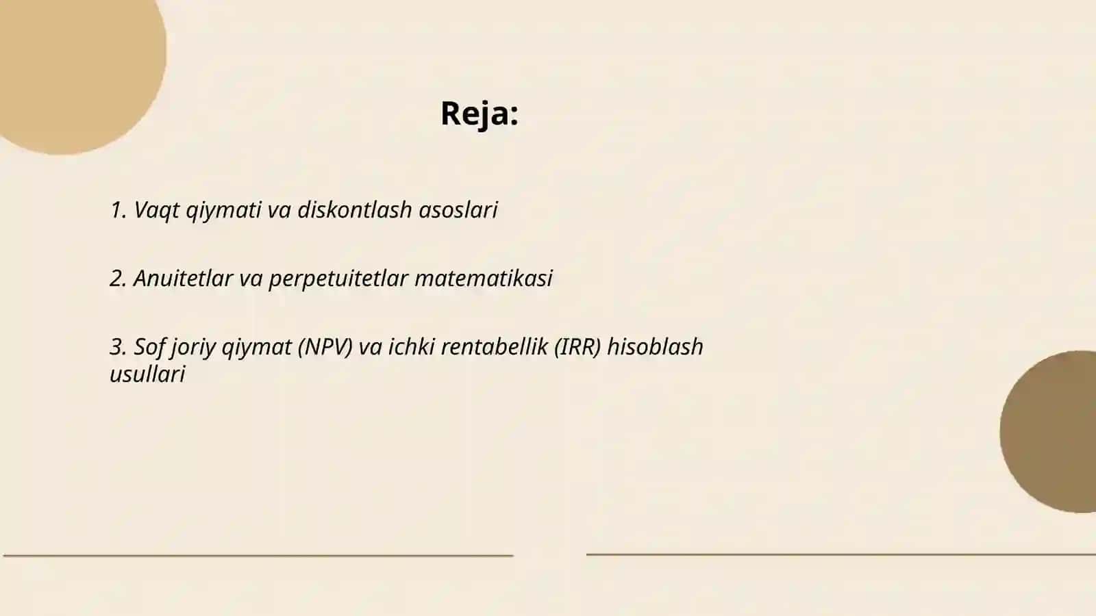 Moliyaviy menejmentning matematik asoslari 2