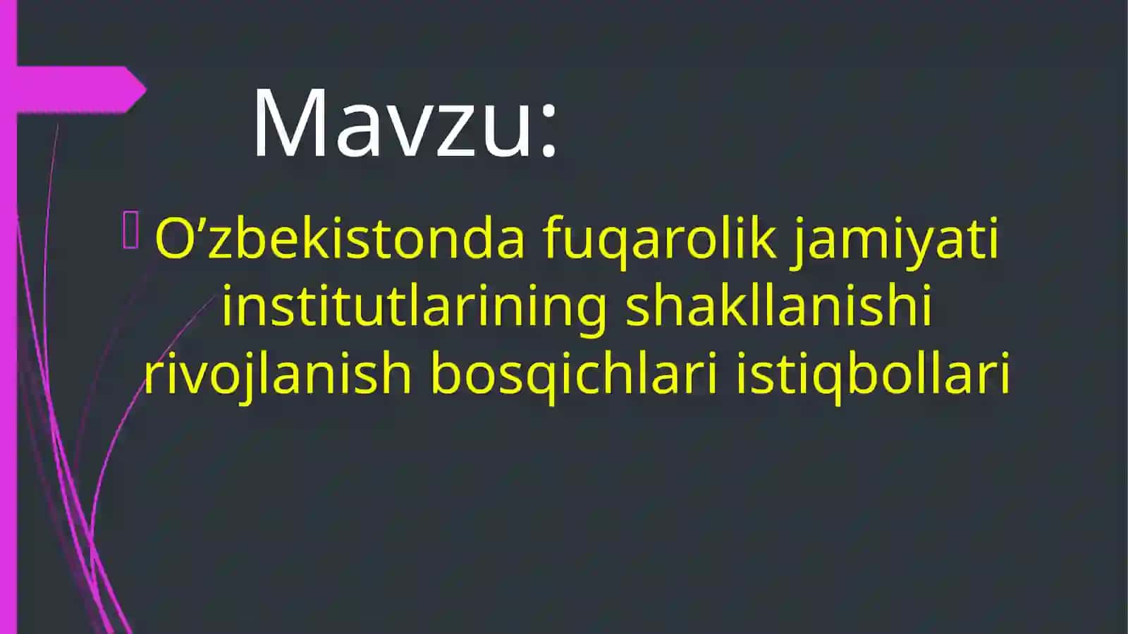 Guruh toshboyeva masturaning,,O’zbekistonni rivojlantirish strategiyasi va Fuqarolik jamiyati’’fanidan taqdimoti 2