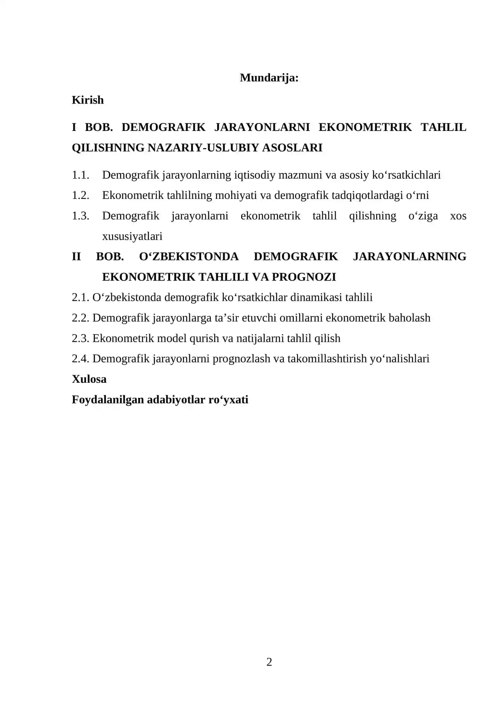 DEMOGRAFIK JARAYONLARNI EKONOMETRIK TAHLIL QILISHNING O‘ZIGA XOS XUSUSIYATLARI 2