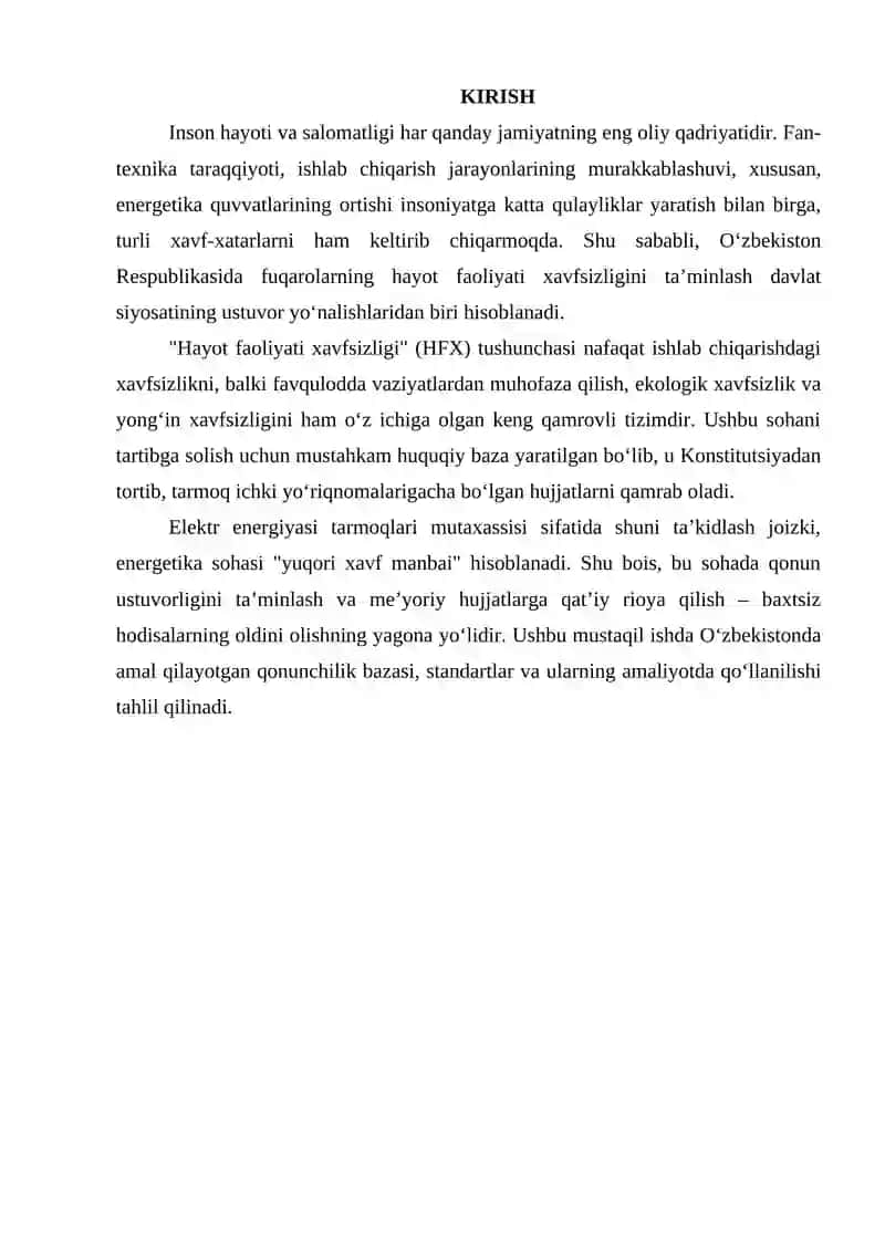O‘zbekiston Respublikasida hayot faoliyati xavfsizligini ta’minlash sohasida qabul qilingan qonun va me’yoriy hujjatlar tizimi 2