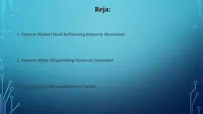 Sement ishlab chiqarilmoqda kimyoviy birikmalar 2